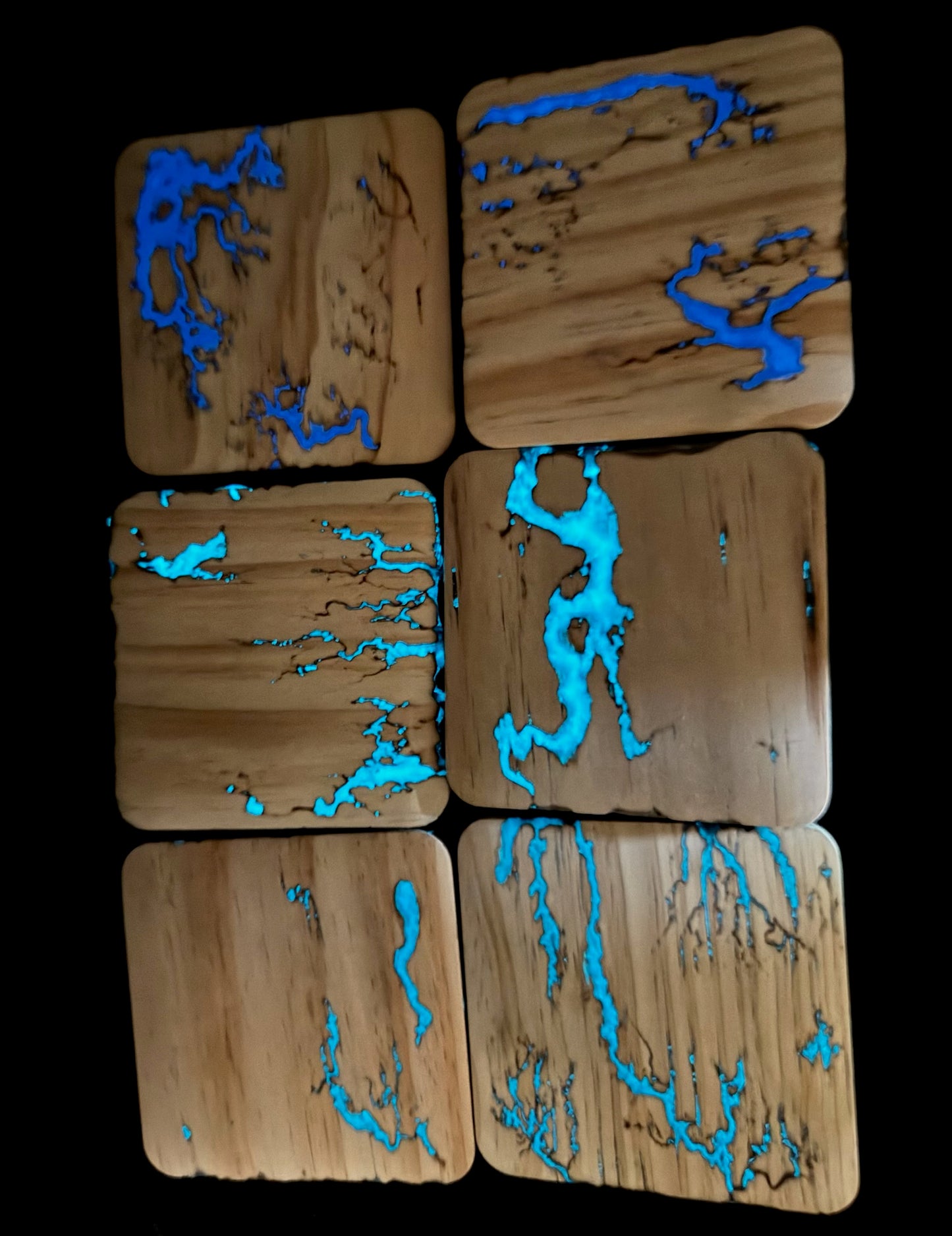 Wooden fractal burning coasters
